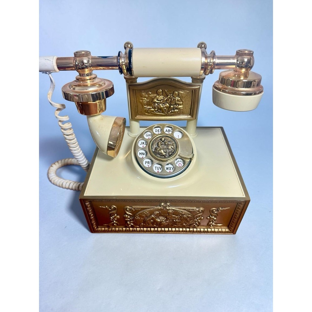 VTG Deco-Tel Rotary‎ Dial Phone Gold Ornate Victorian Regency Style